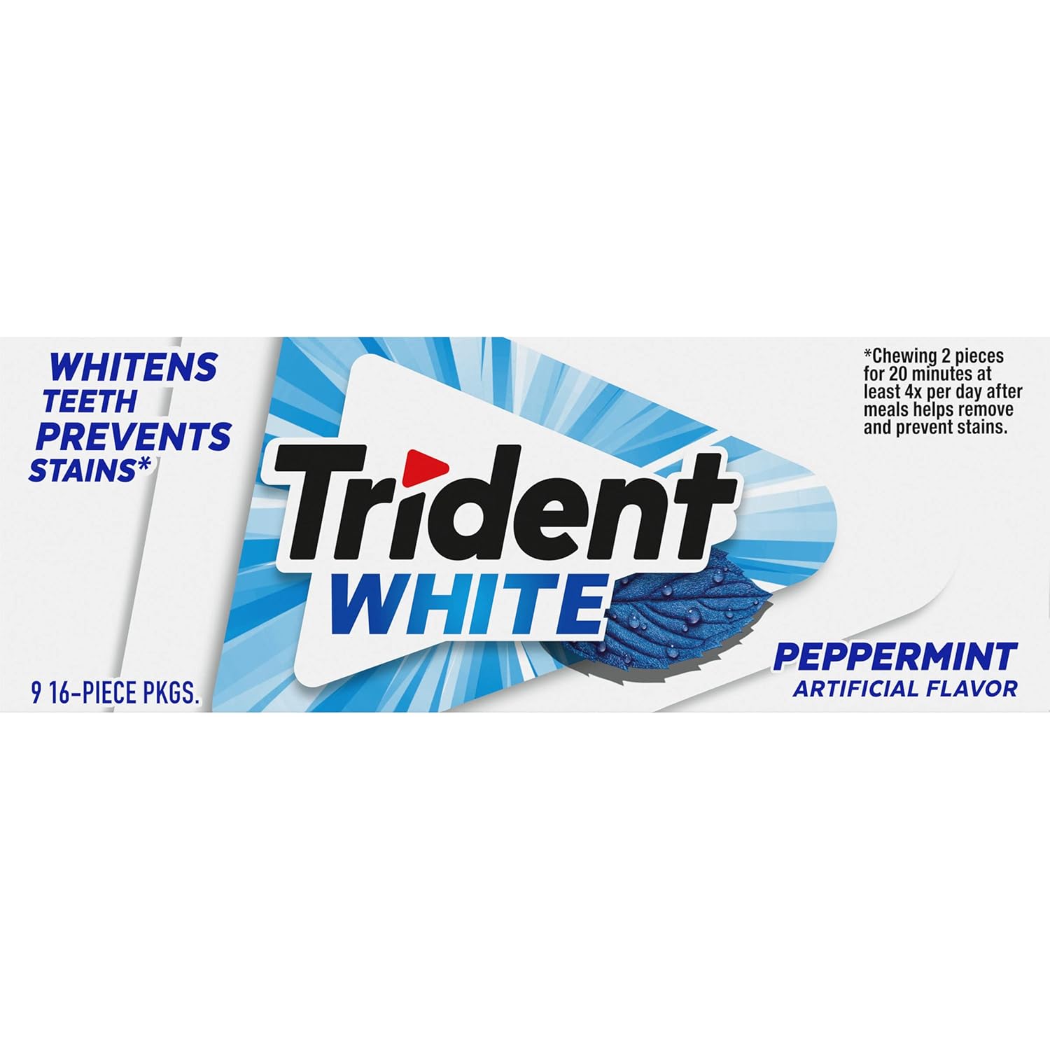 Trident White Sugar-Free Gum – Thoughtful Stocking Stuffer and Care Package Add-On for Gum Lovers, Three Flavor Pack