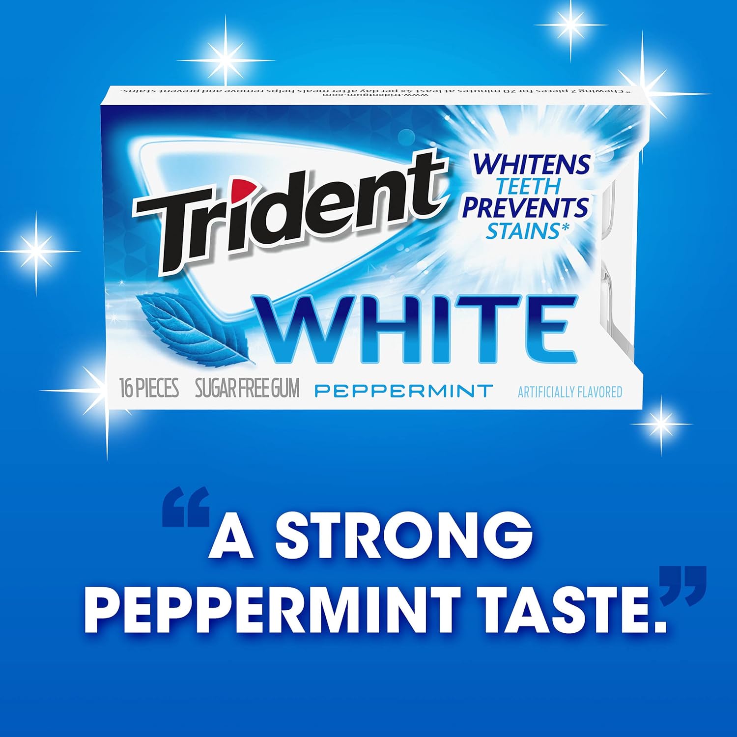 Trident White Sugar-Free Gum – Thoughtful Stocking Stuffer and Care Package Add-On for Gum Lovers, Three Flavor Pack