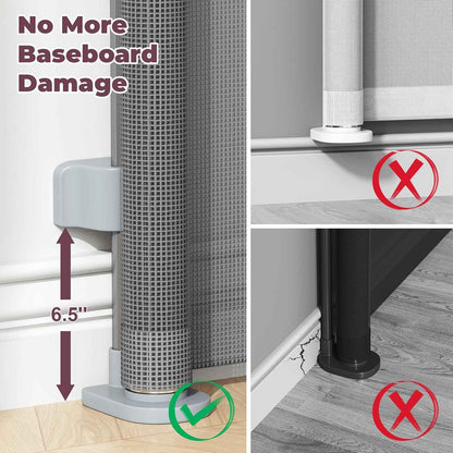 Retractable Baby Gate for Stairs – One-Hand Double-Lock Mesh Gate for Toddlers, 34" Tall Childproofing Barrier