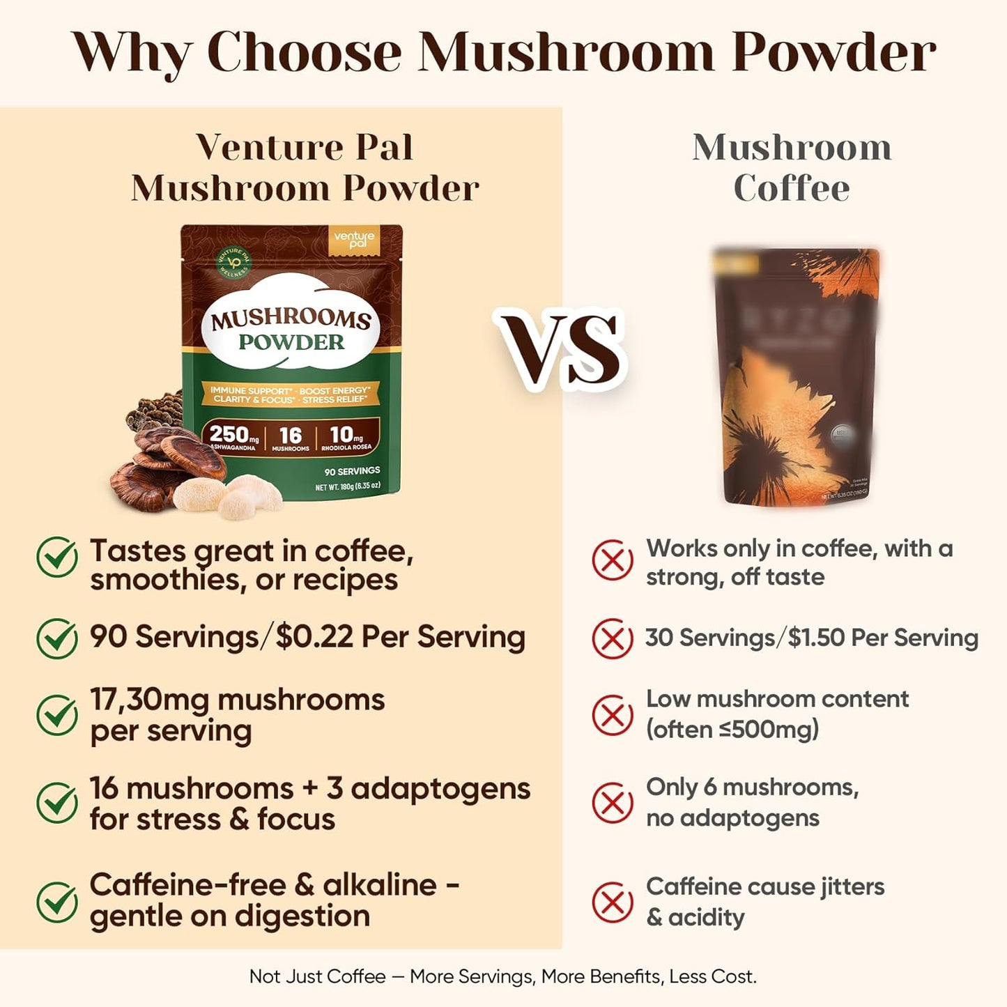 Venture Pal 16-in-1 Adaptogenic Mushroom Powder – Jitter-Free Focus Stack for Home Office and Mid-Day Deep Work