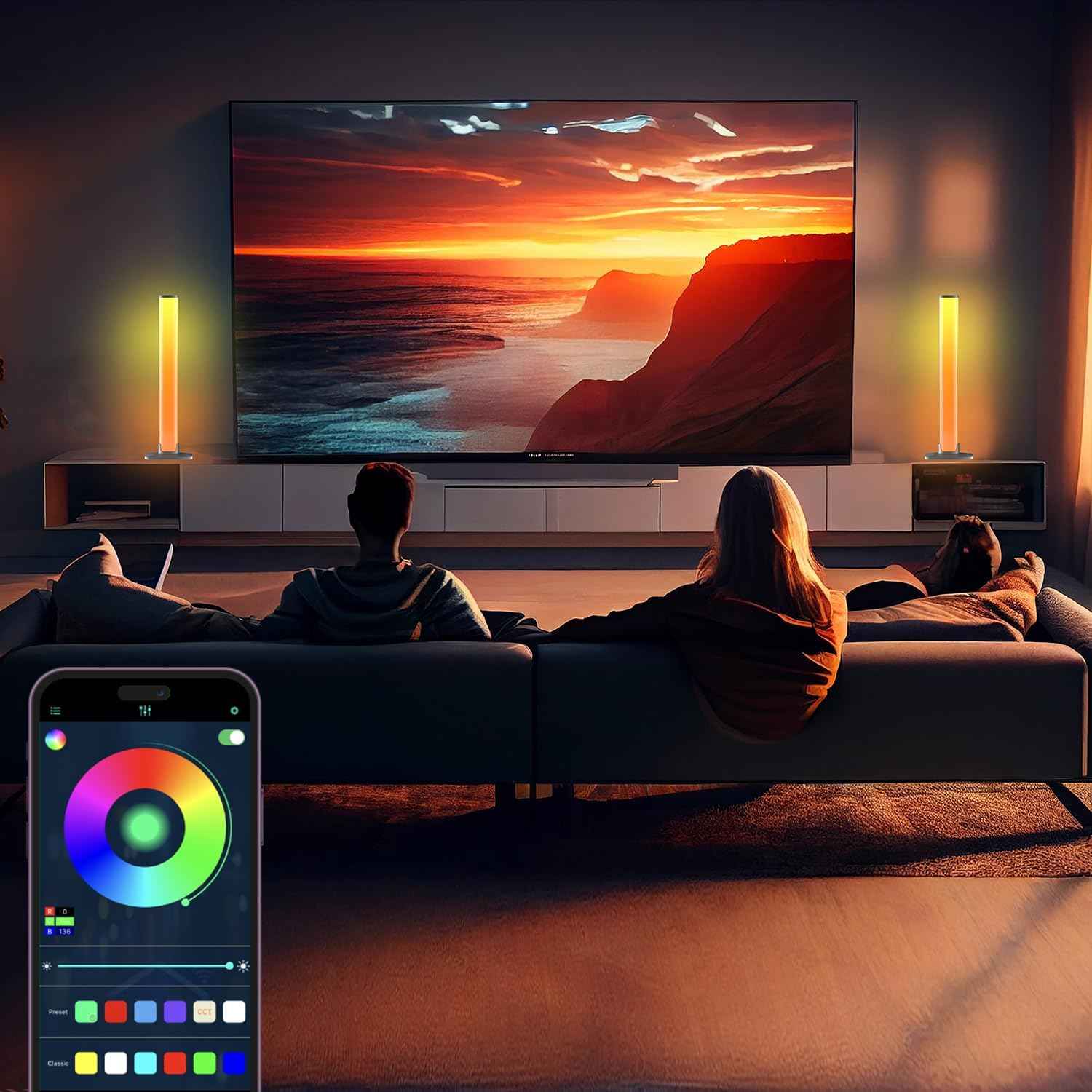 LUMI RGB Light Bar – Living Room Accent Lighting with 16 Million Color Scenes