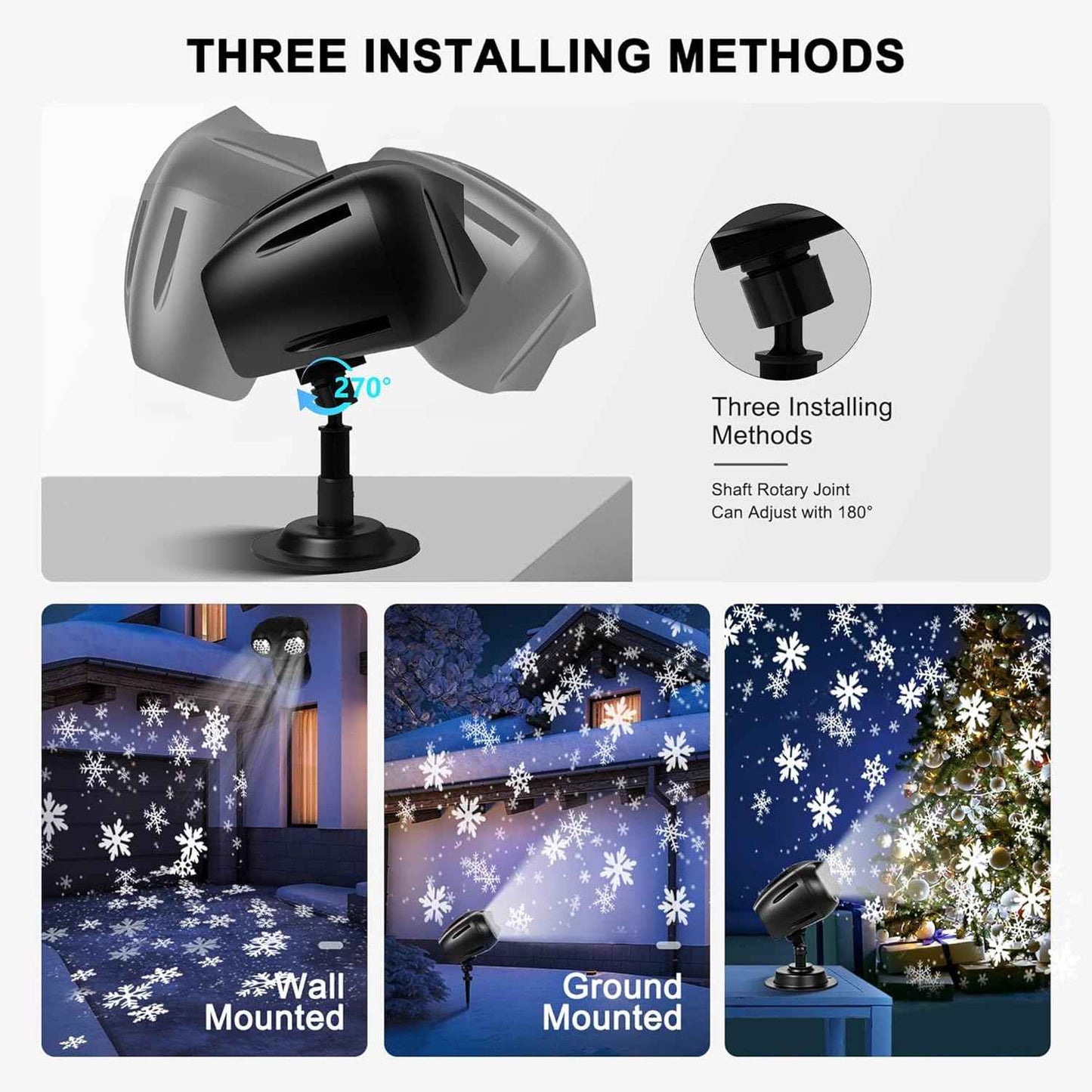 Lumastro Dynamic LED Snowflake Projector – Weatherproof Yard and Garden Decor for Open-Air Christmas Displays, -20°C Rated