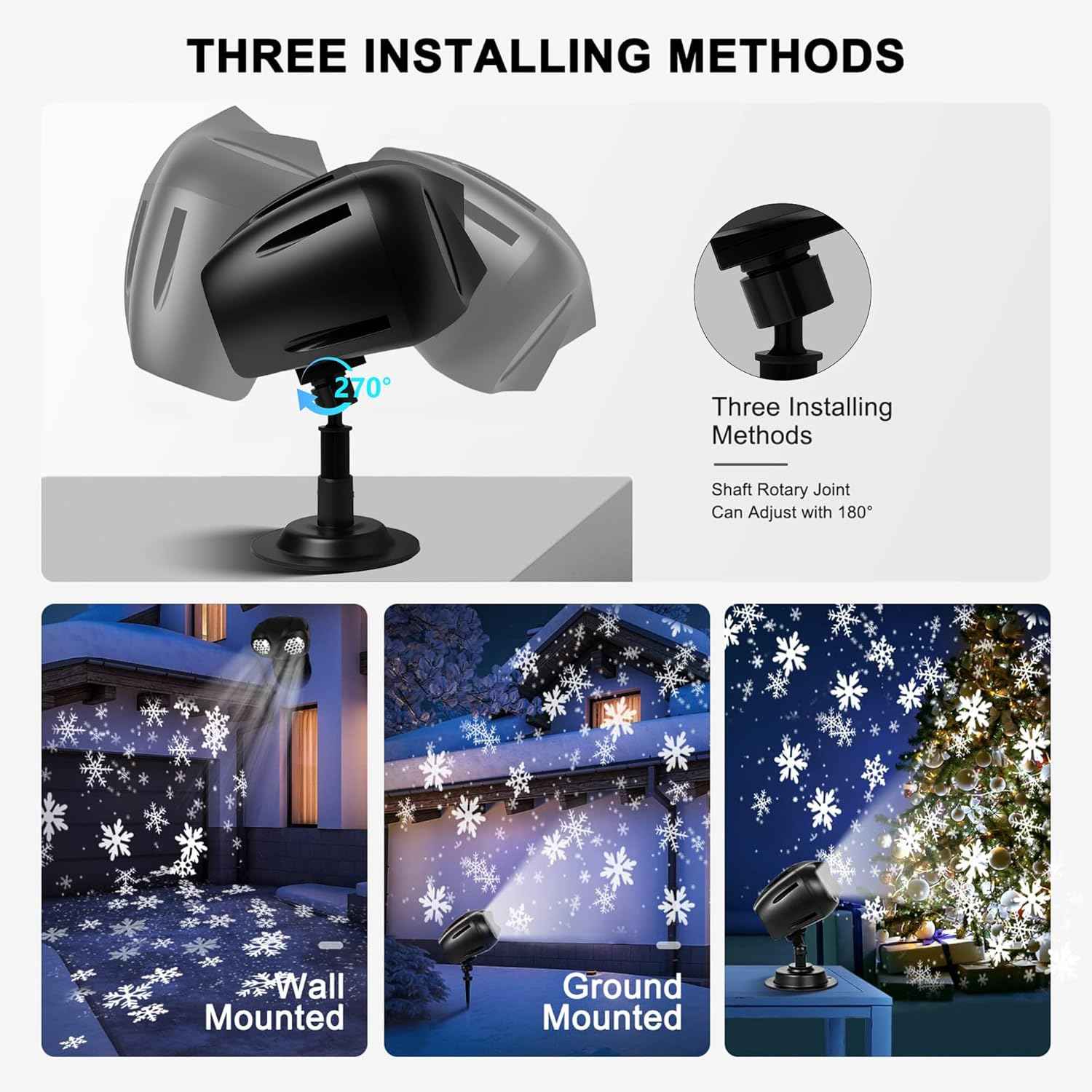 Lumastro Dynamic LED Snowflake Projector – Weatherproof Yard and Garden Decor for Open-Air Christmas Displays, -20°C Rated