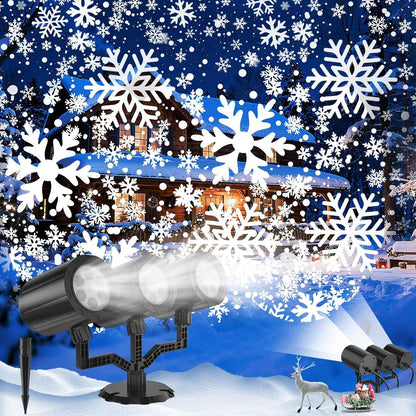AmbientRoom LED Snowflake Projector with Wall and Ceiling Mount, Dimmable Holiday Accent Lighting for Hallway and Seasonal Home Styling