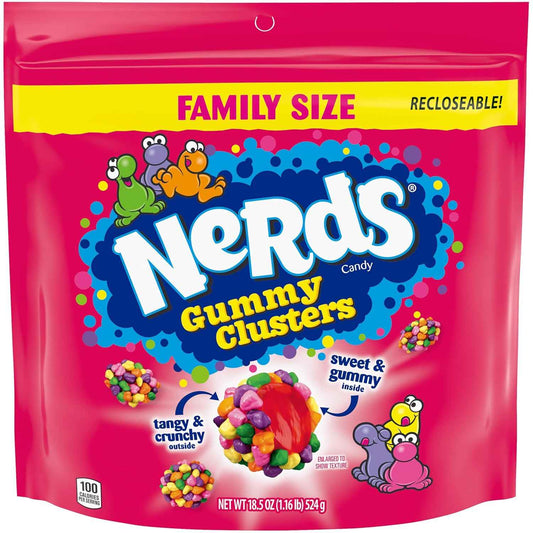 NERDS Juicy Gummy Clusters – Portable Road Trip and Car Cup Holder Snack for Outdoor Adventures, 7.15 oz