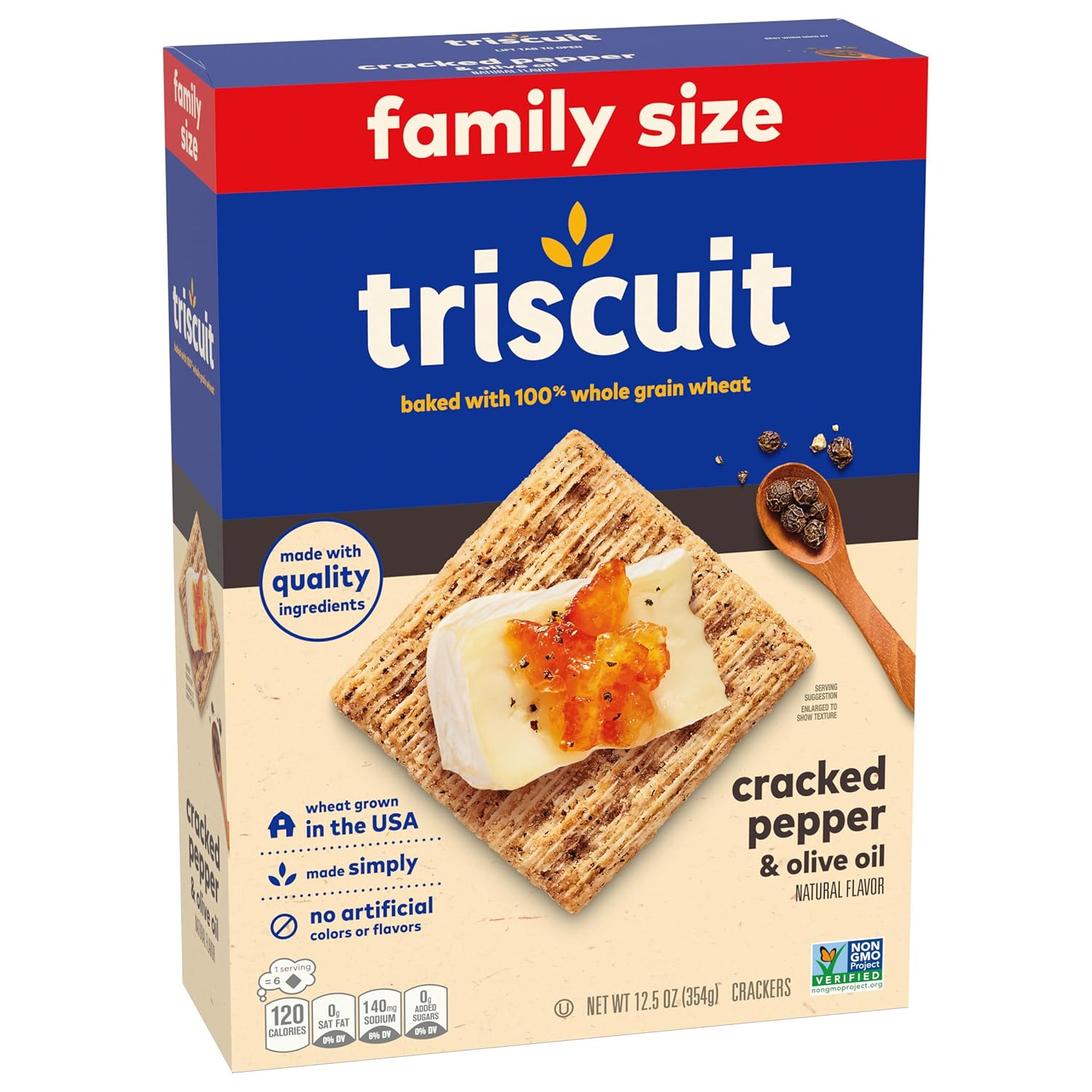 Triscuit Cracked Pepper & Olive Oil Crackers – Family Size Box for Charcuterie Board Hosting