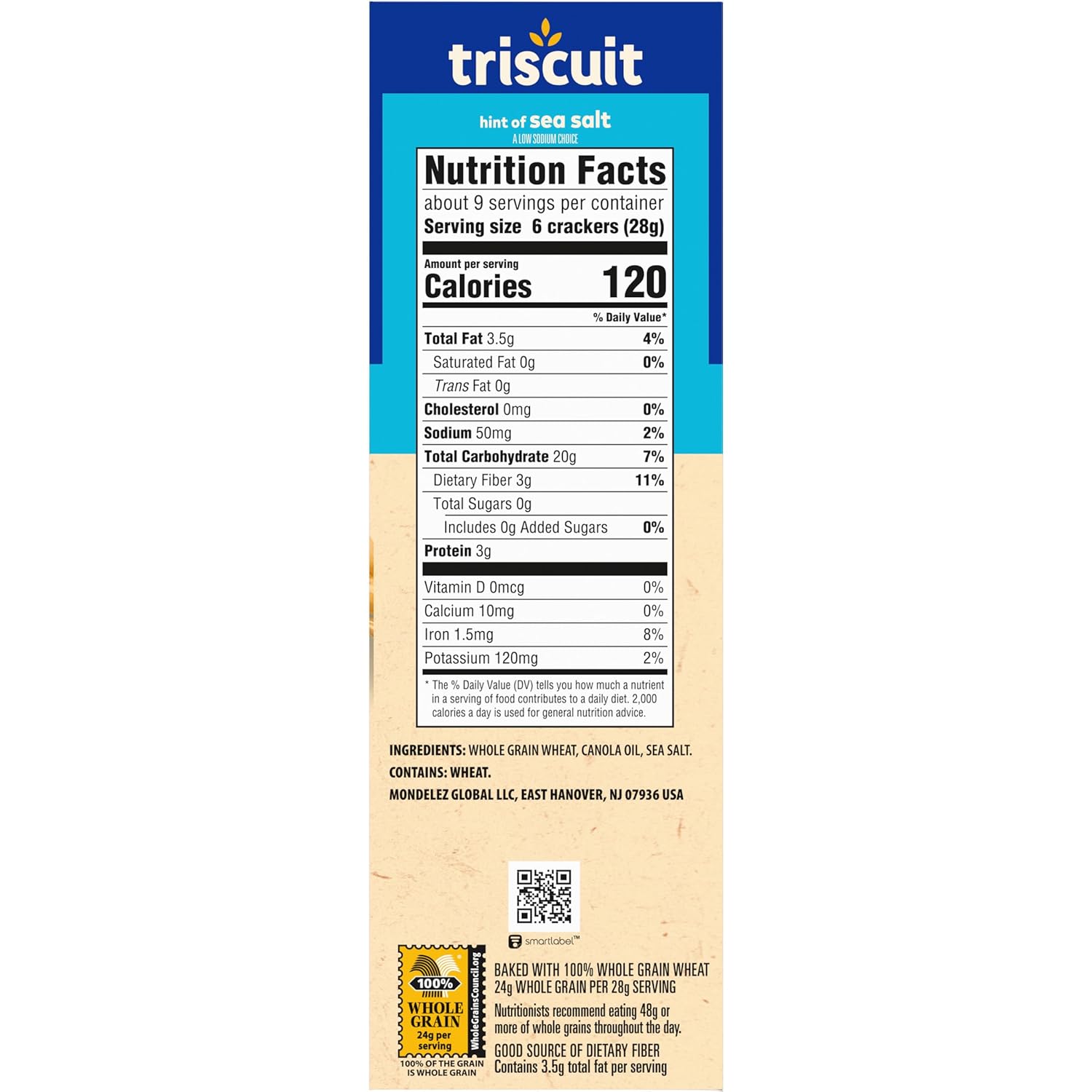 Triscuit Hint of Sea Salt Whole Grain Crackers – Portable Whole Wheat Cracker for Picnic and Patio Spreads