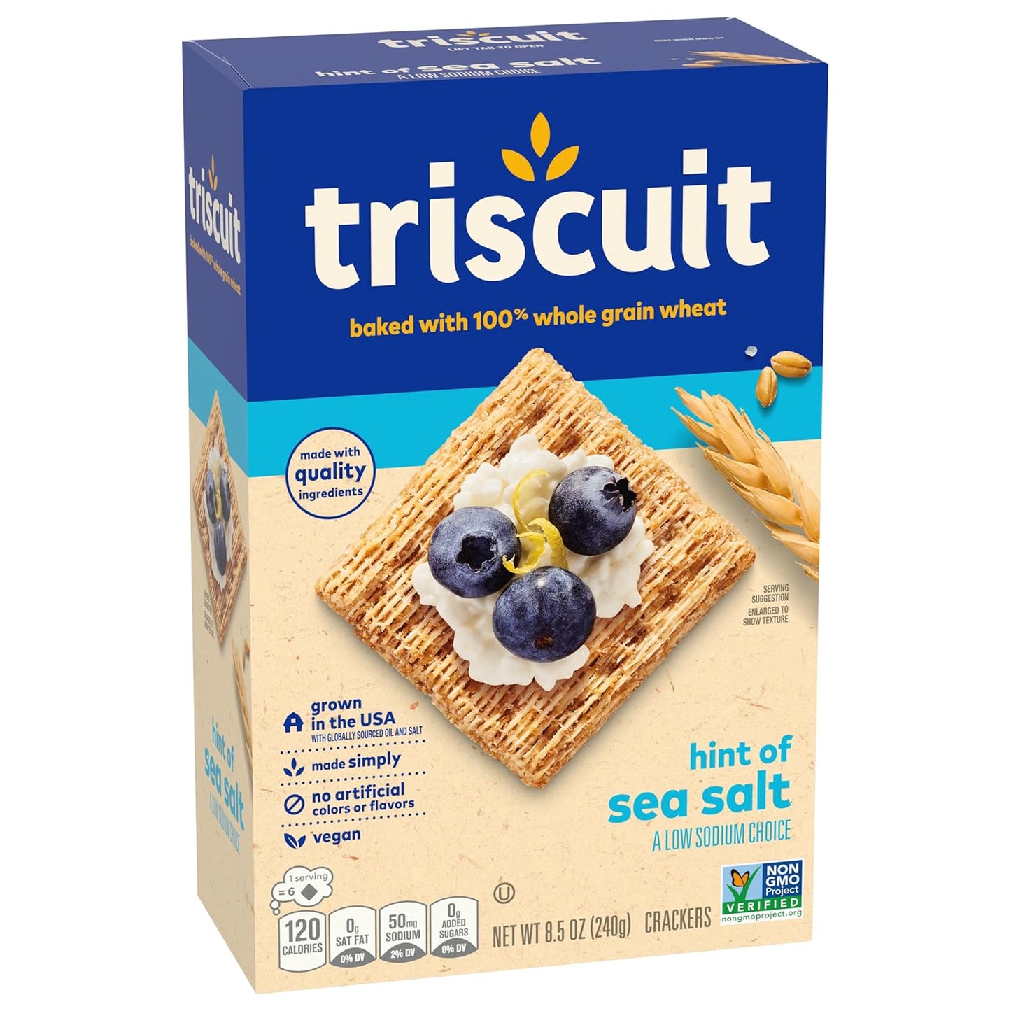 Triscuit Hint of Sea Salt Whole Grain Crackers – Portable Whole Wheat Cracker for Picnic and Patio Spreads
