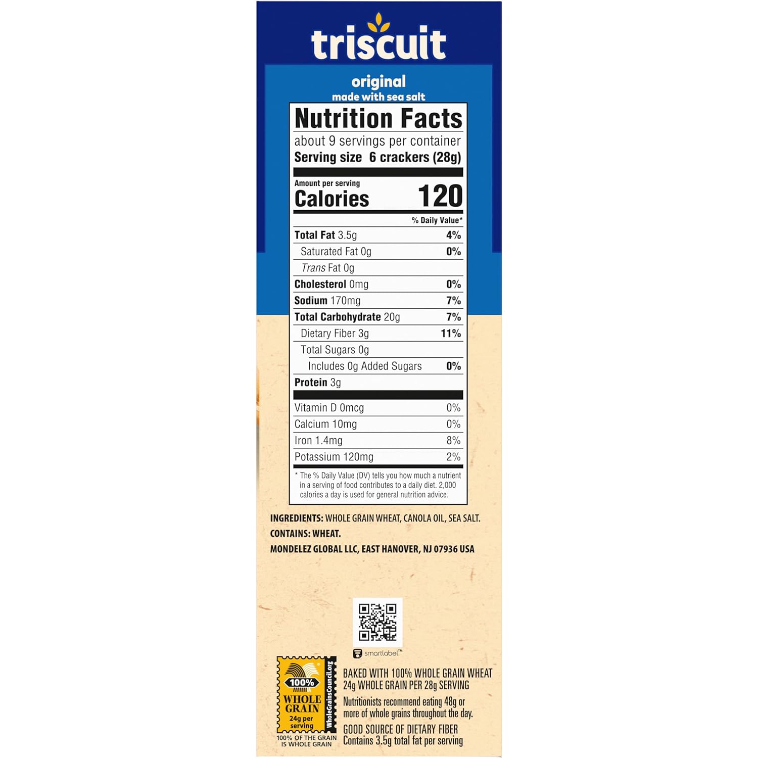 Triscuit Original Whole Grain Wheat Crackers – Durable Whole Grain Cracker for Picnics and Patio Gatherings