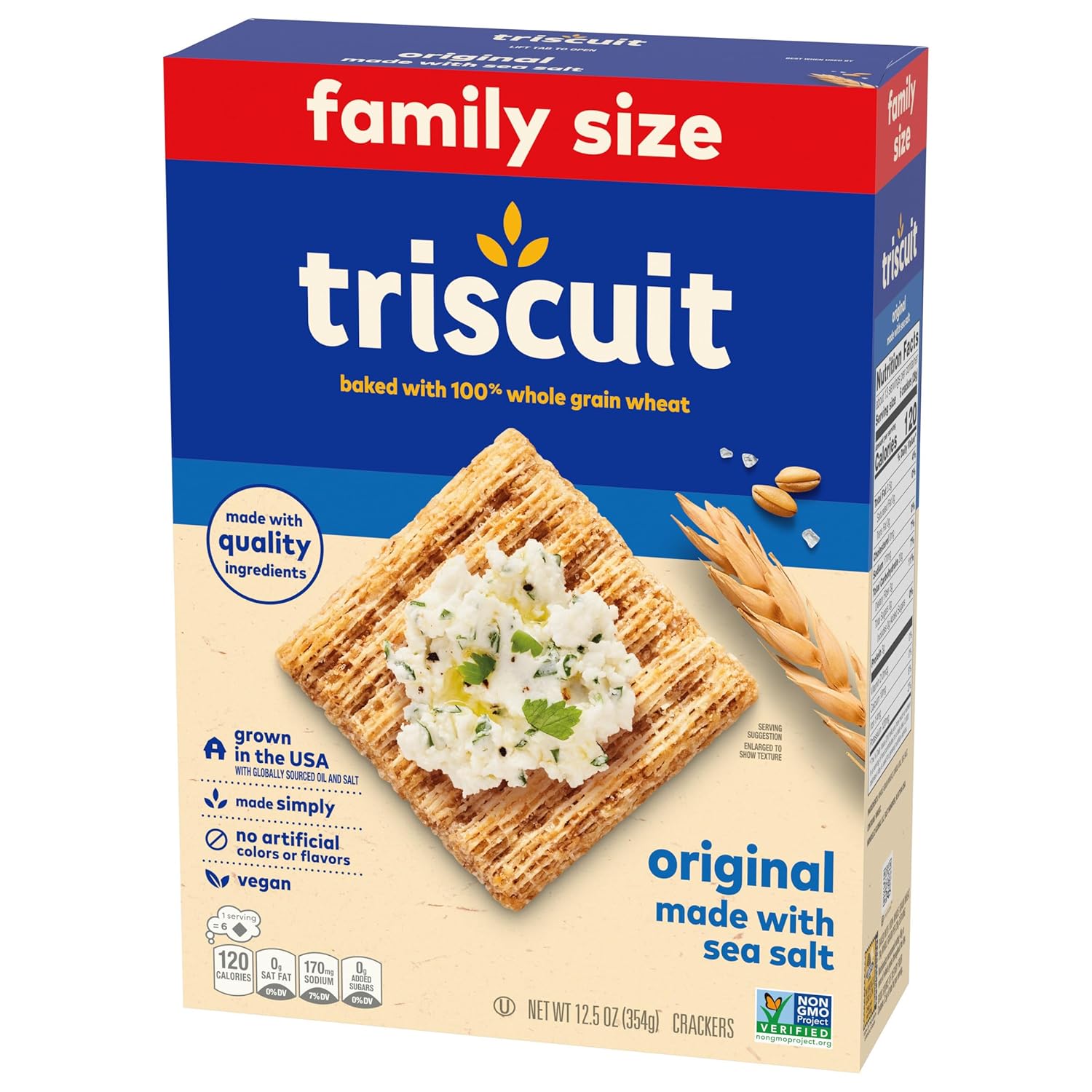 Triscuit Original Whole Grain Wheat Crackers – Portable Whole Wheat Crackers for Picnics and Backyard Gatherings, 12.5 oz