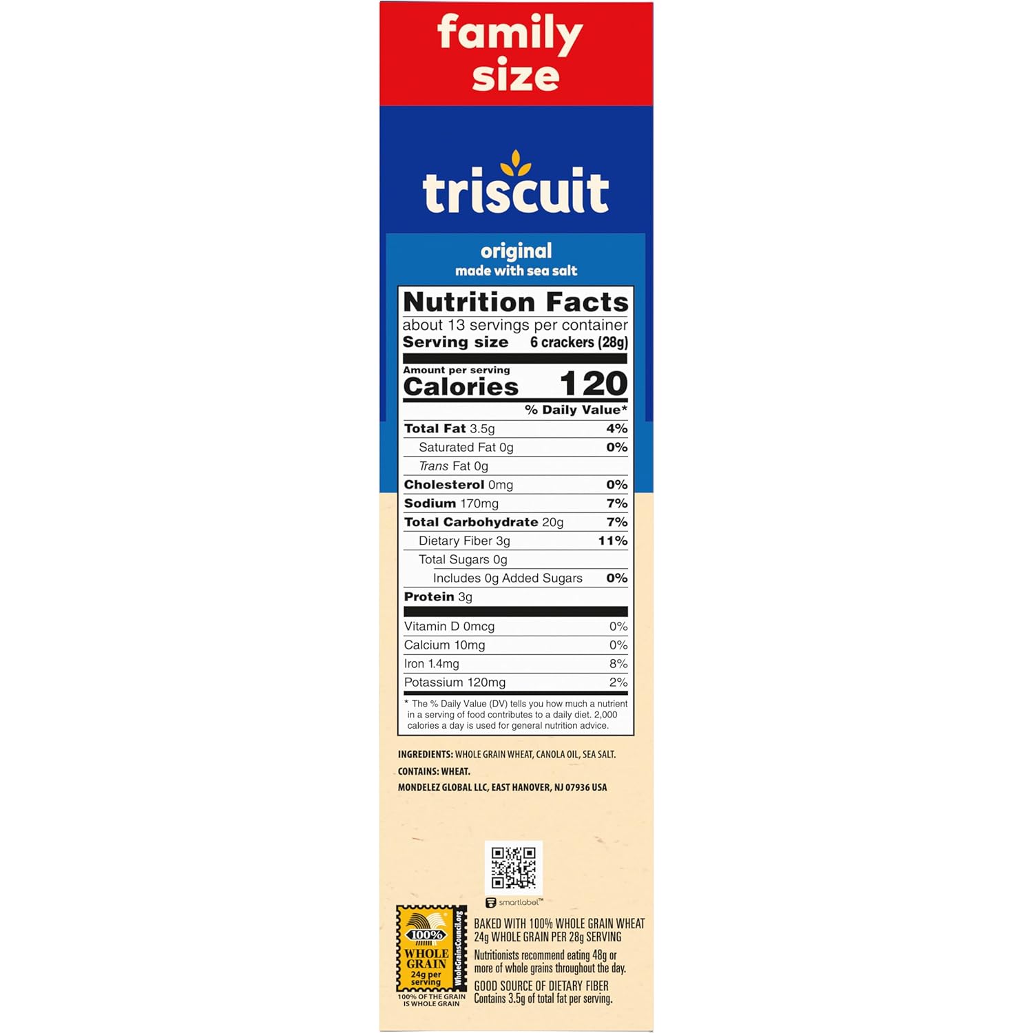Triscuit Original Whole Grain Wheat Crackers – Portable Whole Wheat Crackers for Picnics and Backyard Gatherings, 12.5 oz