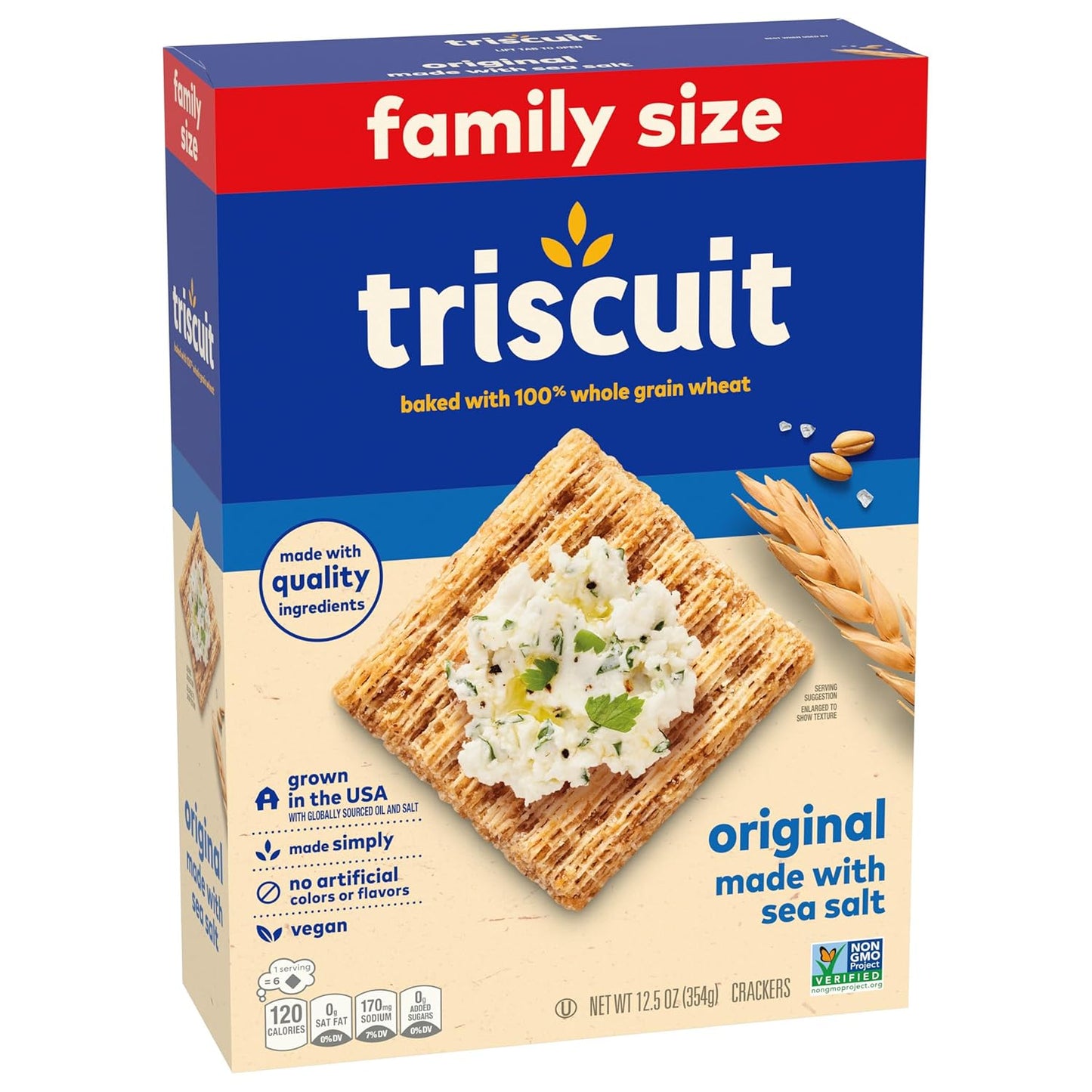 Triscuit Original Whole Grain Wheat Crackers – Portable Whole Wheat Crackers for Picnics and Backyard Gatherings, 12.5 oz