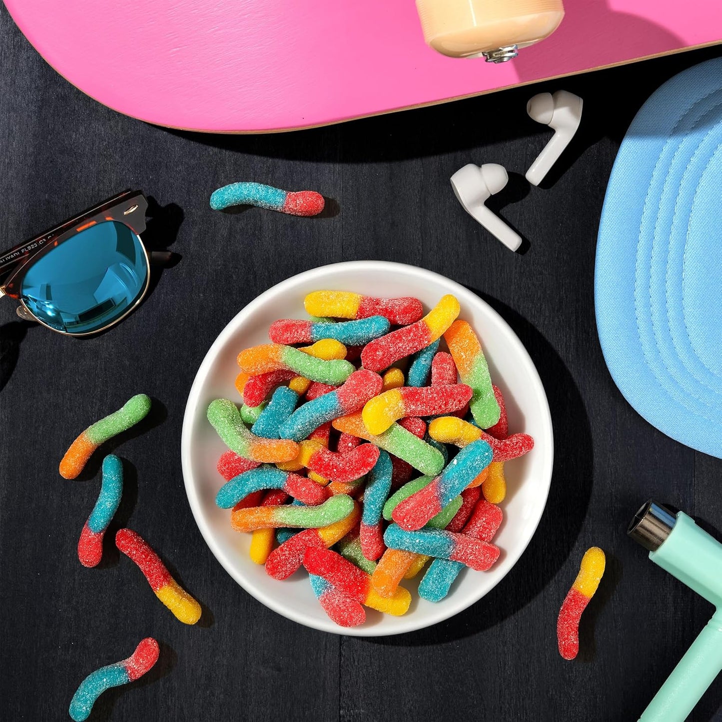 Trolli Sour Brite Crawlers Gummy Worms 28.8 oz - Heat Resistant Bulk Sour Gummy Candy for Road Trips, Tailgates, and Outdoor Movie Nights