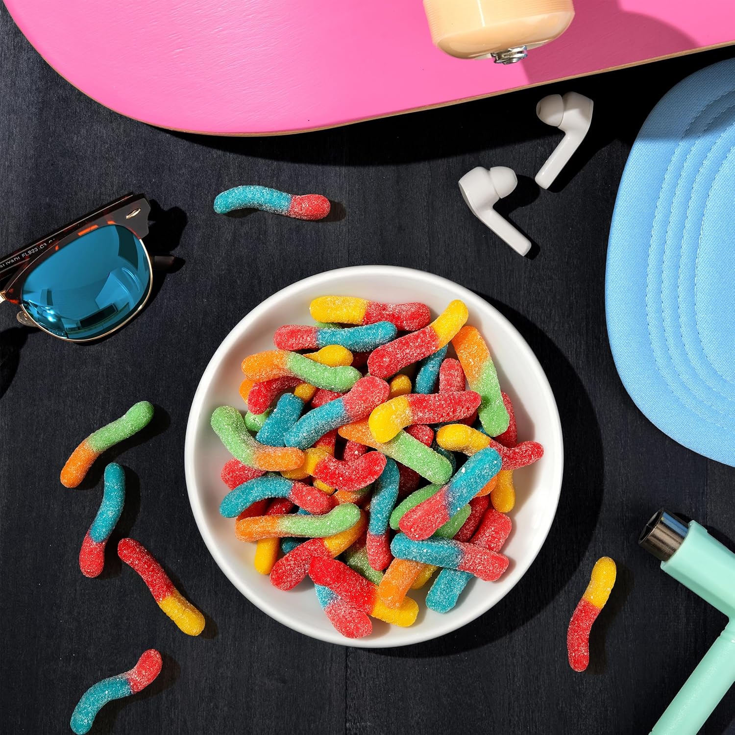 Trolli Sour Brite Crawlers Gummy Worms – Road Trip and Camping Snack, Resealable 14 oz Travel Bag
