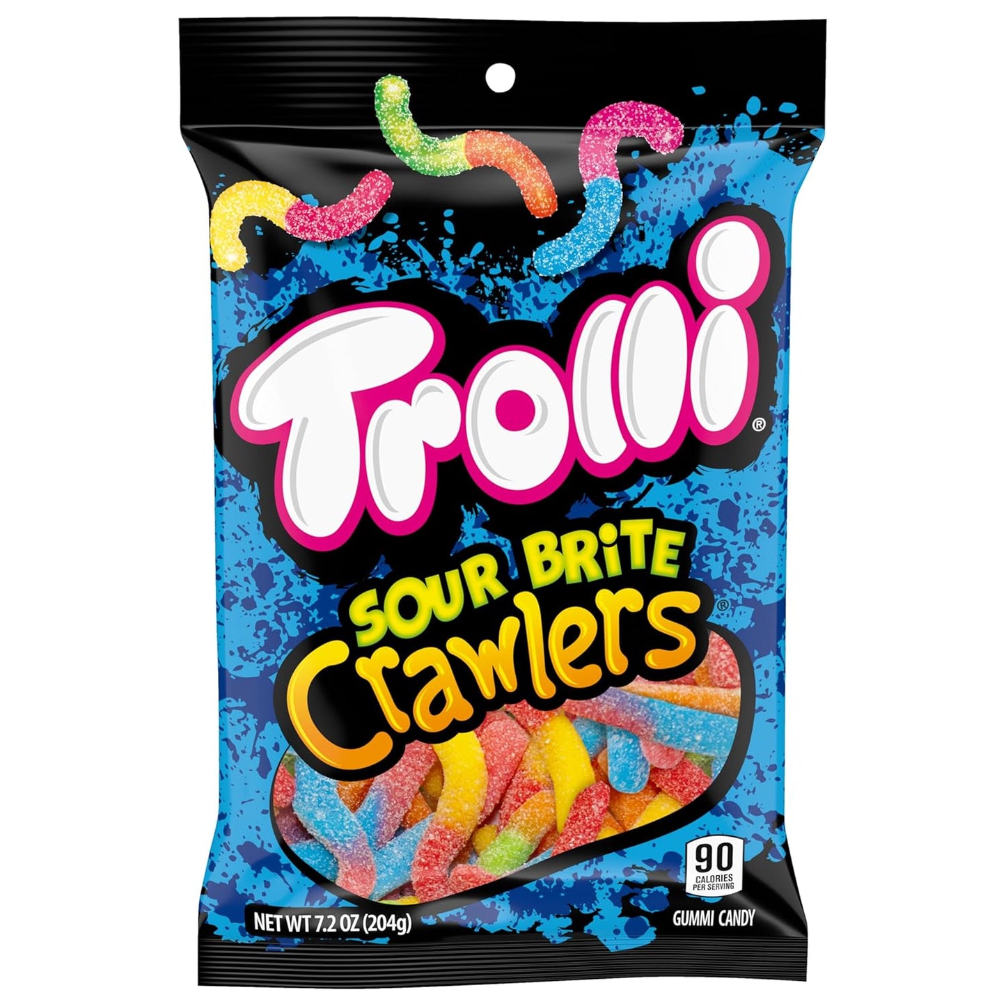 Trolli Sour Brite Crawlers Sour Gummy Worms – Nostalgic Candy Gift for College Students, Road Trips and Dorm Care Packages, 7.2 oz