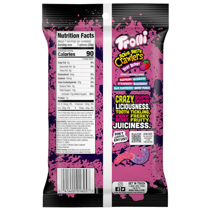 Trolli Sour Brite Crawlers Very Berry Gummy Worms – Heat Resistant Road Trip Snack That Won't Melt in the Car