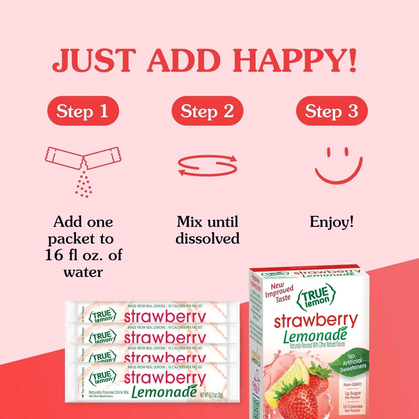 True Citrus True Lemon Strawberry Lemonade Water Enhancer – Portable Hydration for Camping and Travel
