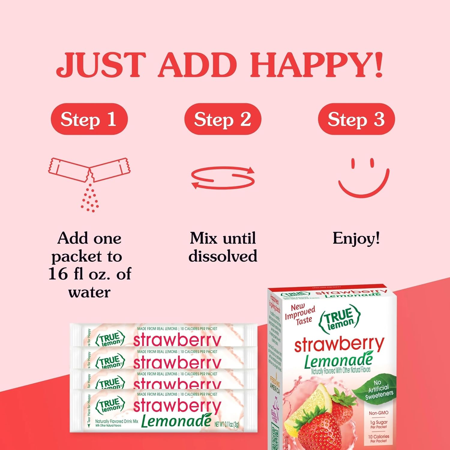 True Citrus True Lemon Strawberry Lemonade Water Enhancer – Portable Hydration for Camping and Travel