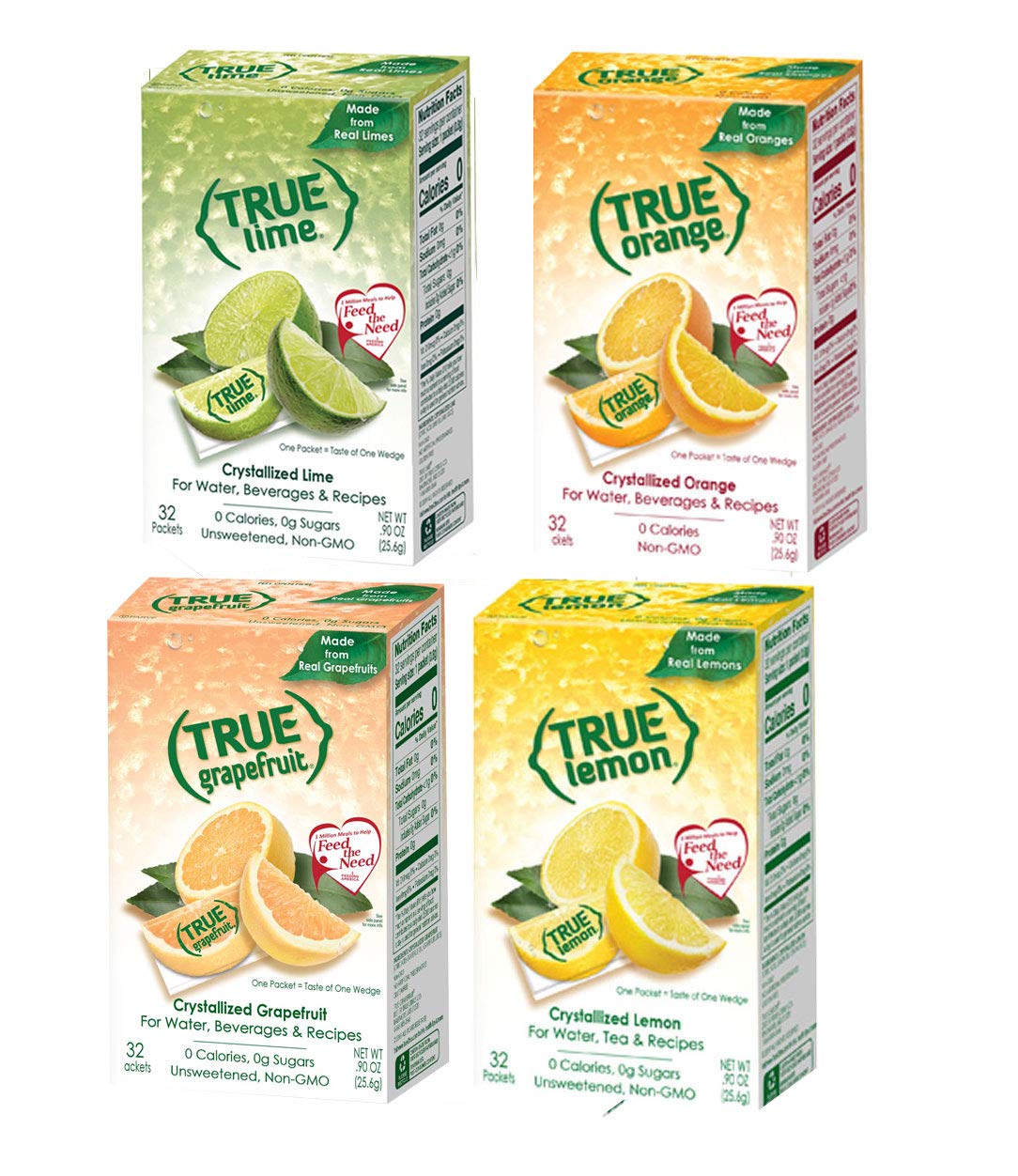 True Lemon, Lime, Orange &amp;amp; Grapefruit 32ct Boxes Sampler Pack (4 packs)
