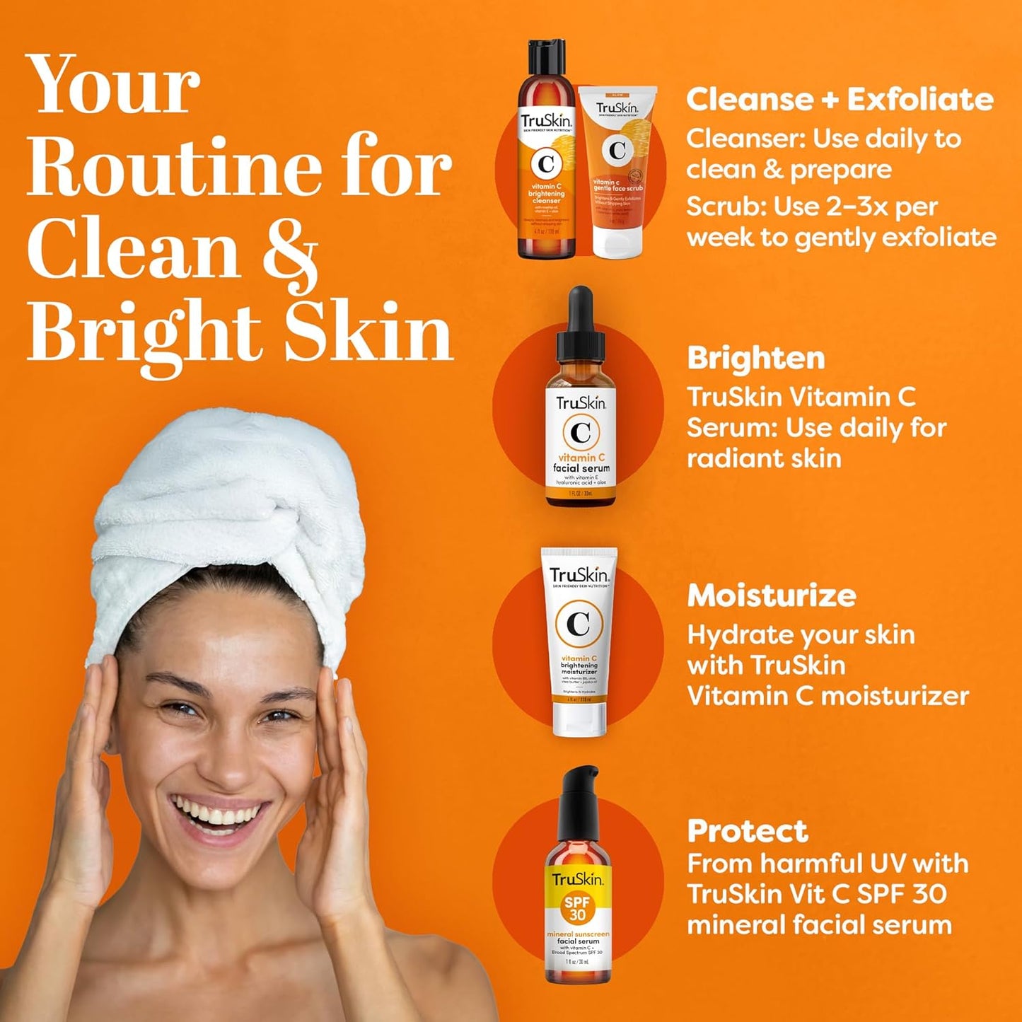 TruSkin Vitamin C Facial Cleanser – Premium Brightening Wash with Rosehip Oil & MSM