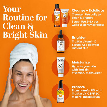 TruSkin Vitamin C Facial Cleanser – Premium Brightening Wash with Rosehip Oil & MSM