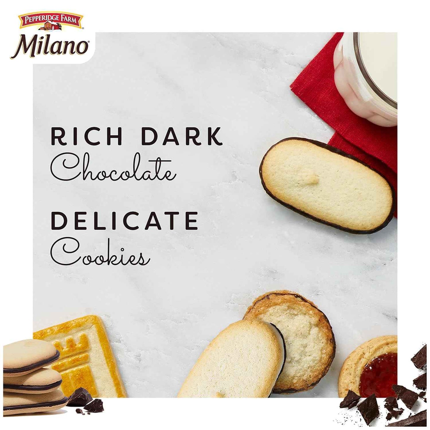 Pepperidge Farm Milano Dark Chocolate Wafer Cookies – Commute-Friendly Briefcase Snack for Busy Professionals, 20 Pack