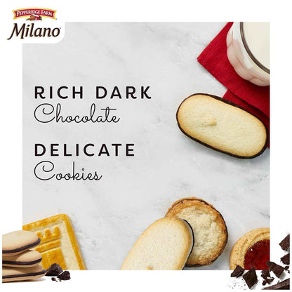 Pepperidge Farm Milano Dark Chocolate Wafer Cookies – Commute-Friendly Briefcase Snack for Busy Professionals, 20 Pack