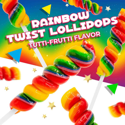 Rainbow Swirl Lollipop Jar – Nostalgic Tutti-Frutti Candy Gift for Kids, Grandchildren, and Family Gatherings