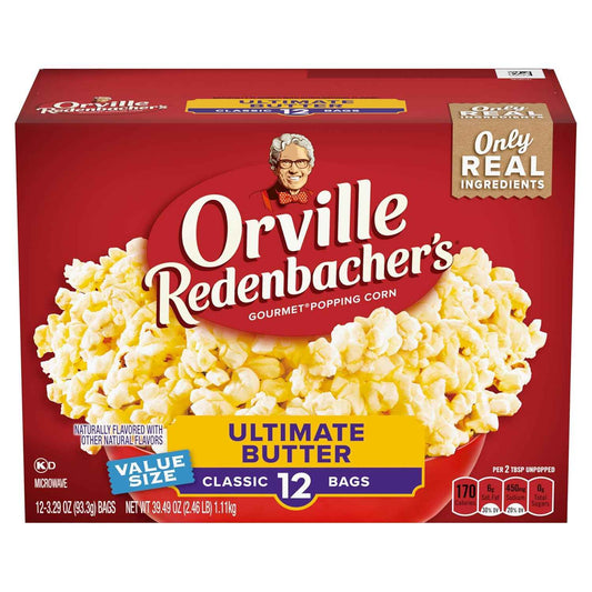 Orville Redenbacher's Ultimate Butter Microwave Popcorn 12-Count Gift Pack for Her Movie Lover Birthday Present