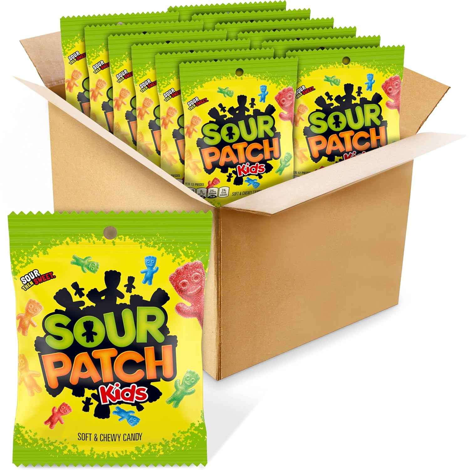 Sour Patch Kids Original Soft & Chewy Candy 12-Pack – Nostalgic Birthday Party Favor and Care Package Gift for College Students