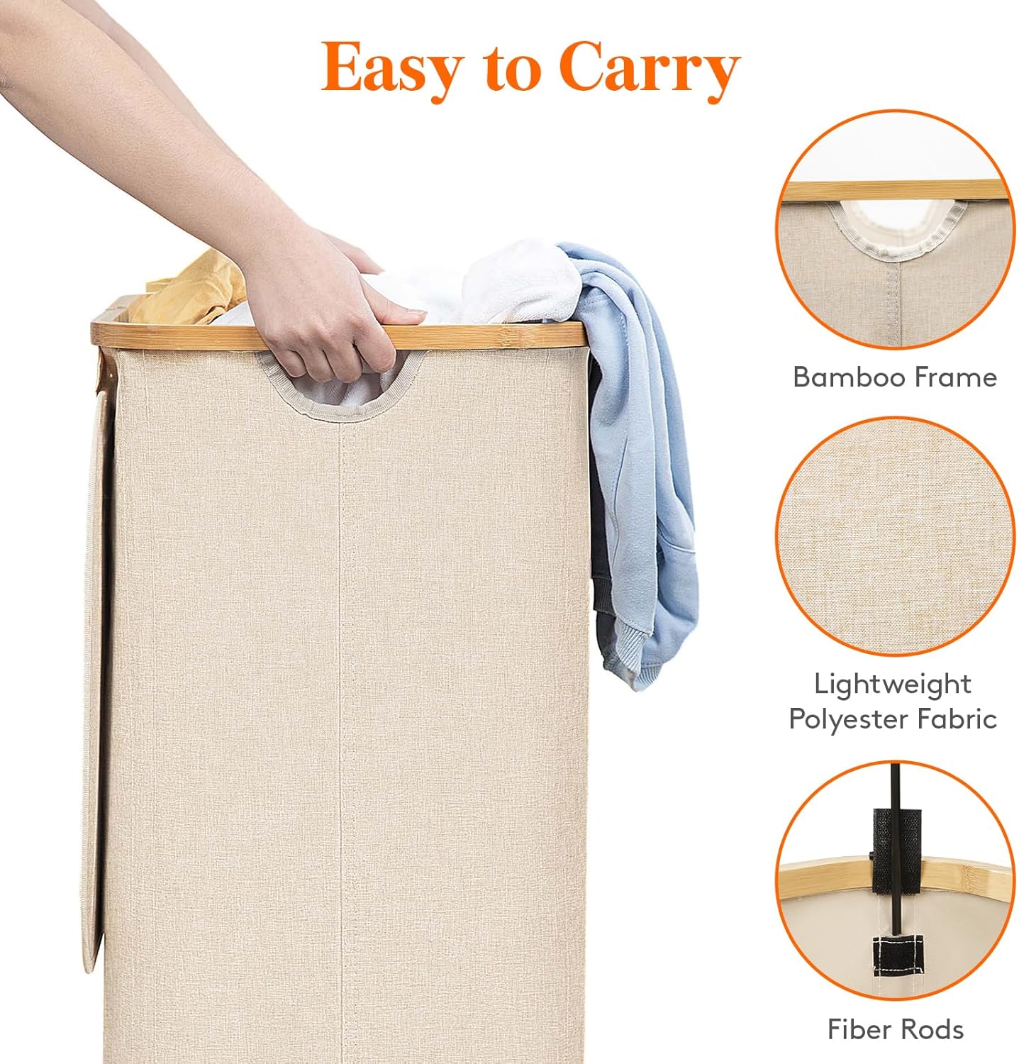 two bamboo-style carry handles and breathable polyester body