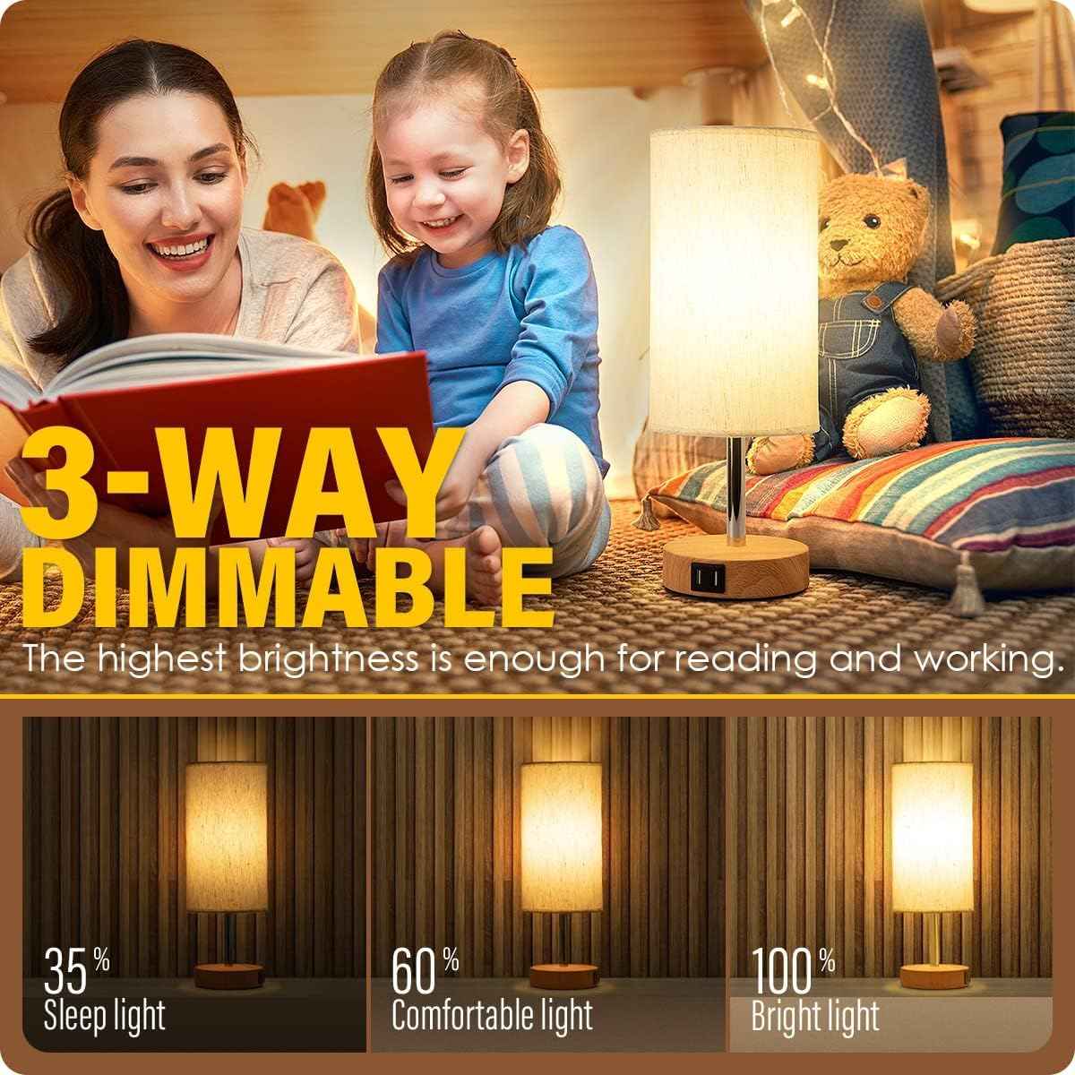 Yarra-Decor 1950s Retro Table Lamp – Cozy Bedroom Accent with Flaxen Fabric Shade