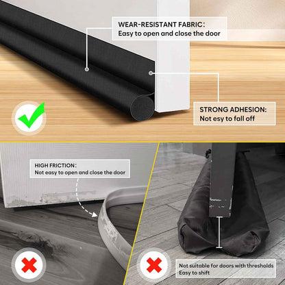 HomeProtect Tool-Free Door Draft Stopper – No-Drill, Adhesive-Backed Seal Safe for Rental Properties