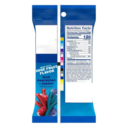 JOLLY RANCHER Ropes Blue Raspberry and Cherry Flavored Candy for Picnics and Camping, 6 oz Portable Chewy Bag