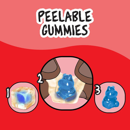 two-flavor combo: outer cube plus rotating inner animal flavors (blue raspberry, apple, cherry)