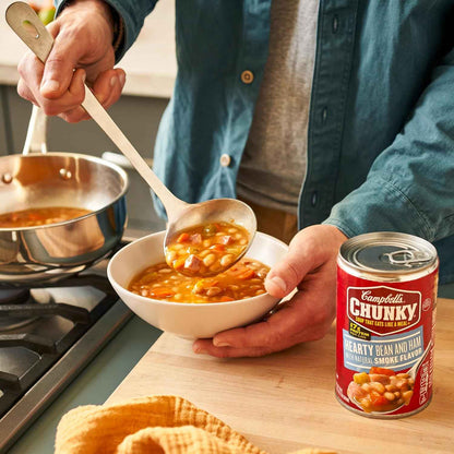Campbell's Chunky Soup Hearty Bean with Ham 19 oz Can - Microwavable Lunch for Busy Office Breaks