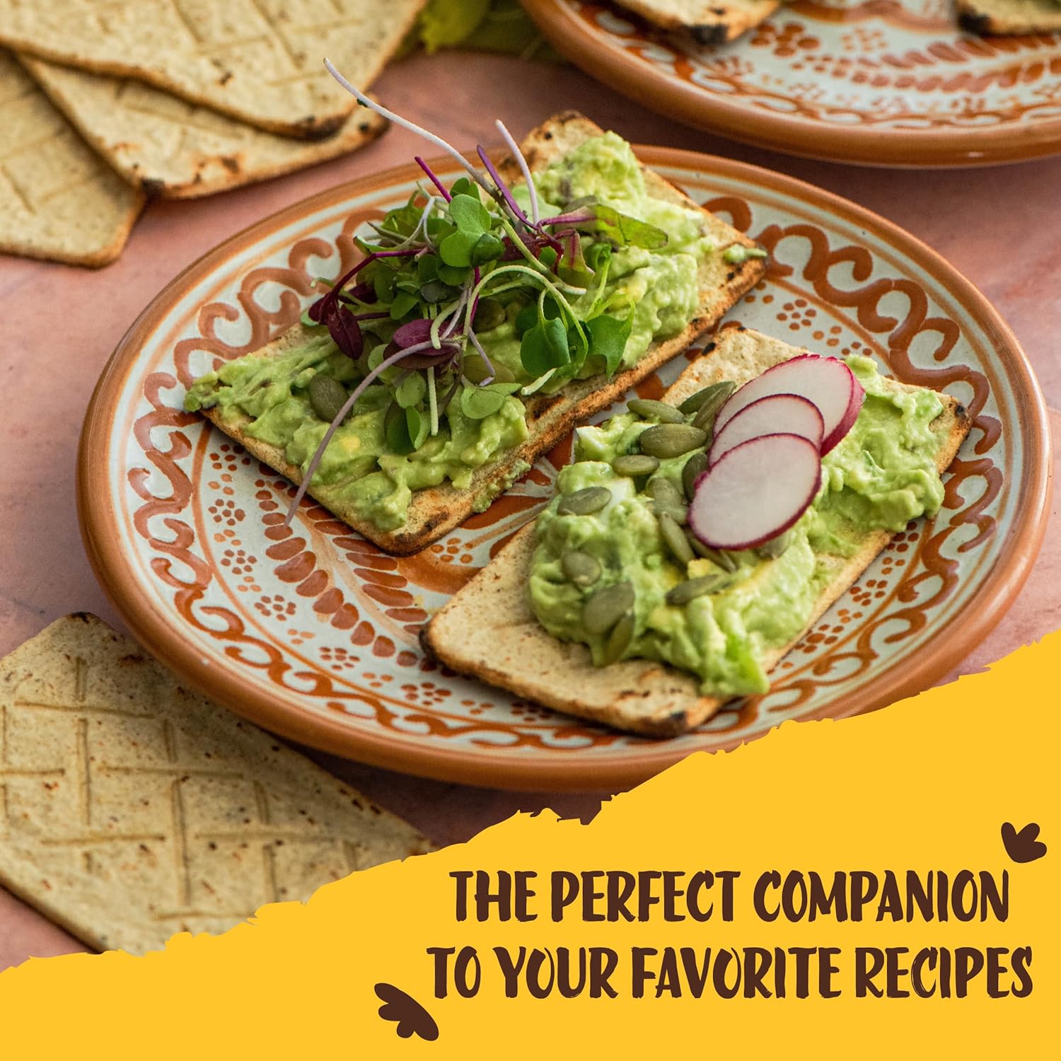 two flavor variants: salted and chia & flaxseed