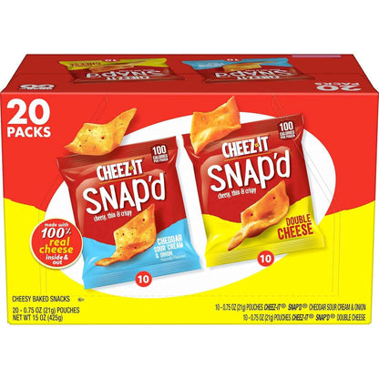 Cheez-It Snap'd On-the-Go Cheese Crisps, Single-Serve Snack Packs for Road Trips