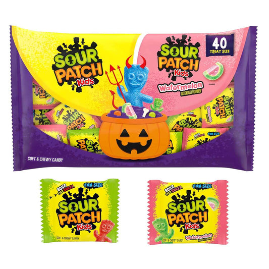 SOUR PATCH KIDS Halloween Candy Variety Pack - Bulk Trick or Treat Bags for Classroom Party Gift Bag Stuffers