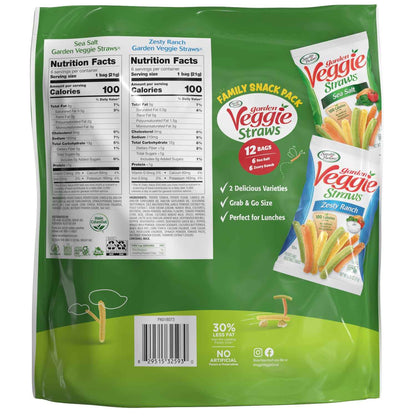 Sensible Portions Garden Veggie Straws Multi-Pack for Low-Calorie Office Snacking, Sea Salt and Zesty Ranch