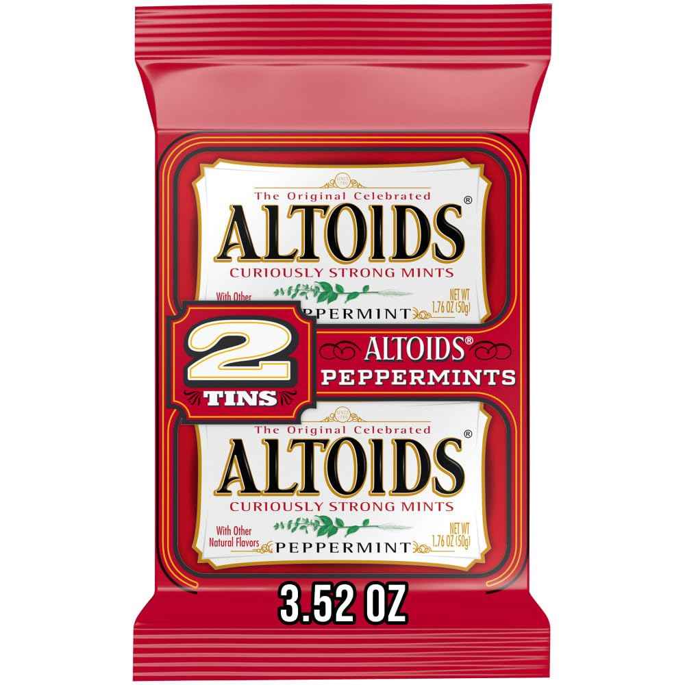 ALTOIDS Peppermint Mints – Travel-Sized Breath Freshener Tin for Cars, Airports, and Road Trips