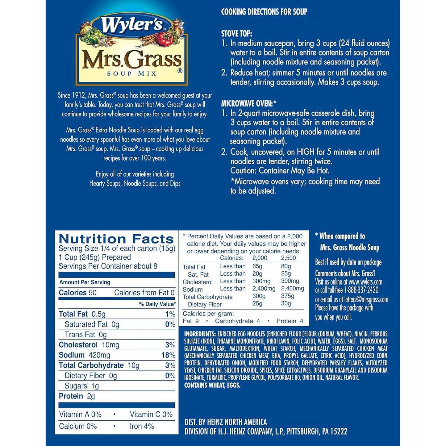Wyler's Mrs. Grass Extra Noodles Soup Mix – Versatile Pantry Staple for Quick Family Meals