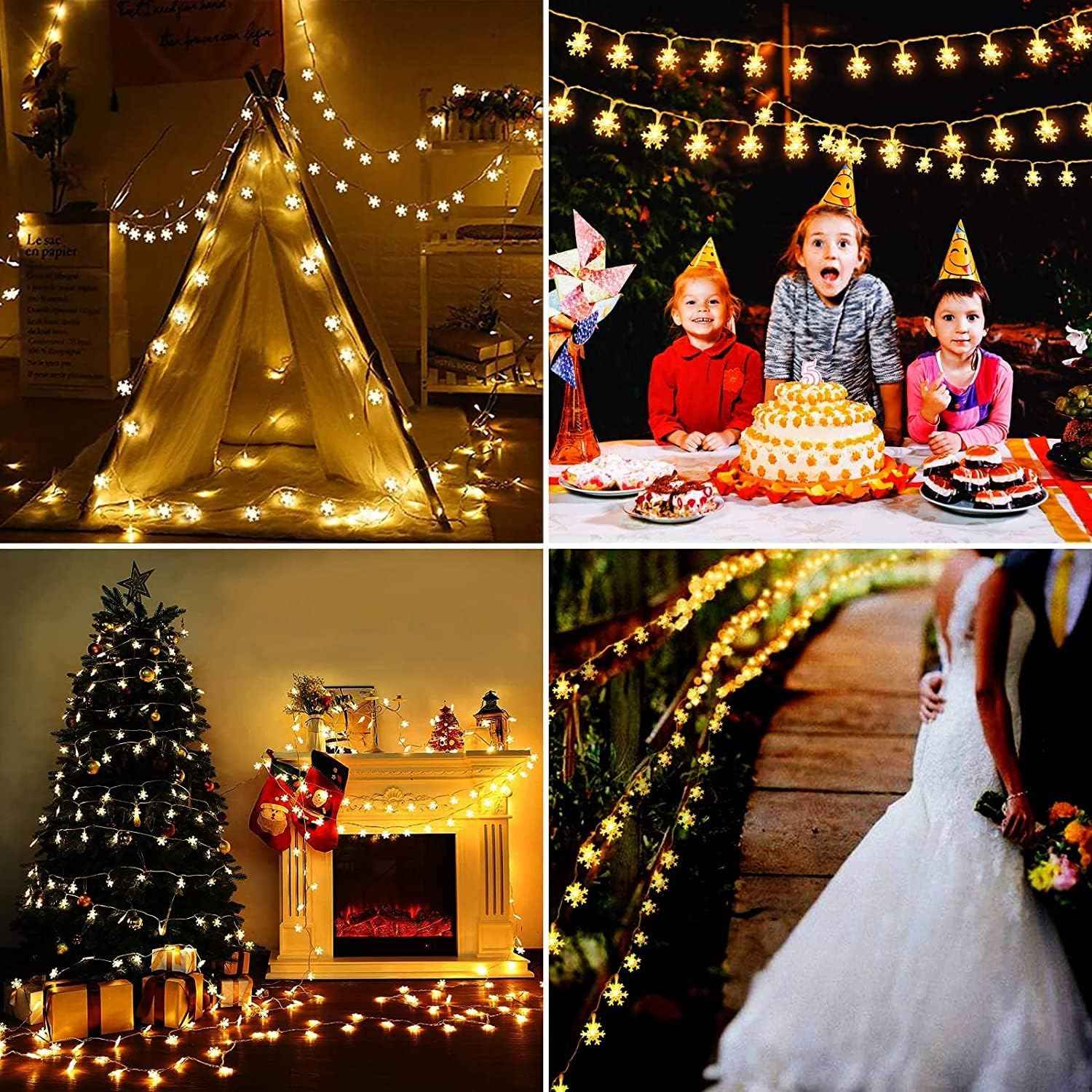 LuminGlow Snowflake Lights – Thoughtful Birthday Gift for Her, Battery Operated Bedroom String Lights for Women