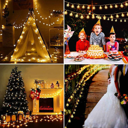 LuminGlow Snowflake Lights – Thoughtful Birthday Gift for Her, Battery Operated Bedroom String Lights for Women
