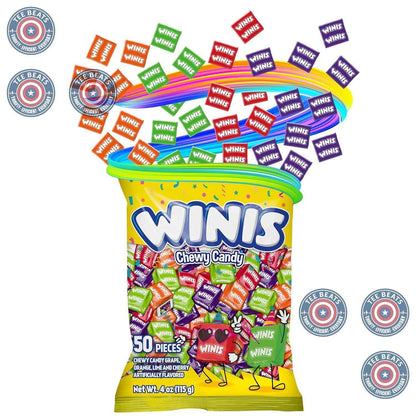 Winis Mexican Taffy Variety Bag – No High Fructose Corn Syrup Assorted Candy Safe for Trunk or Treat Church Events, 50 Individually Wrapped Pieces
