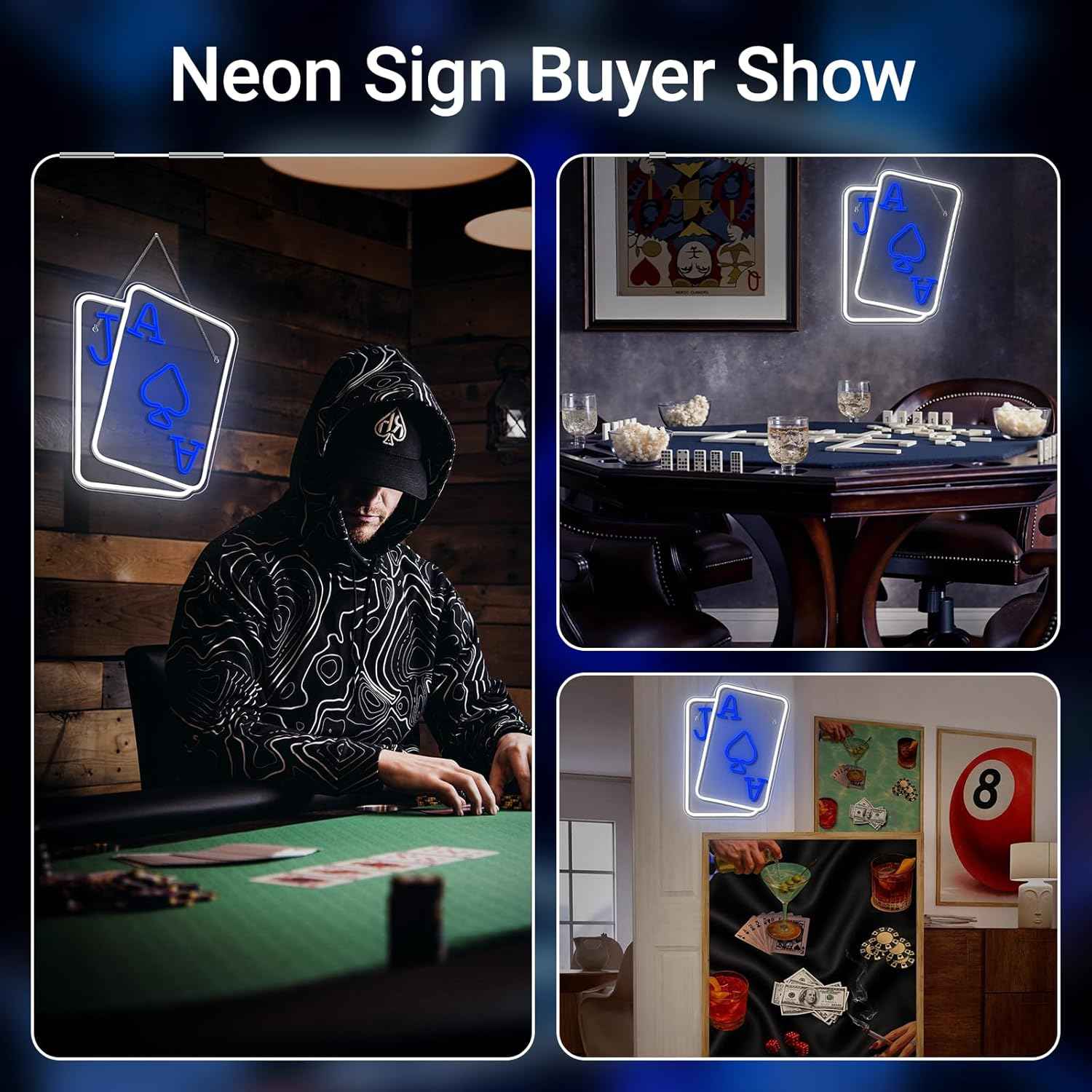 Gamerneon Poker Neon Light Sign – Safe Bedroom Decor for Tween and Teen Gamers, USB Powered with Cord Switch