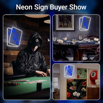 Gamerneon Poker Neon Light Sign – Safe Bedroom Decor for Tween and Teen Gamers, USB Powered with Cord Switch