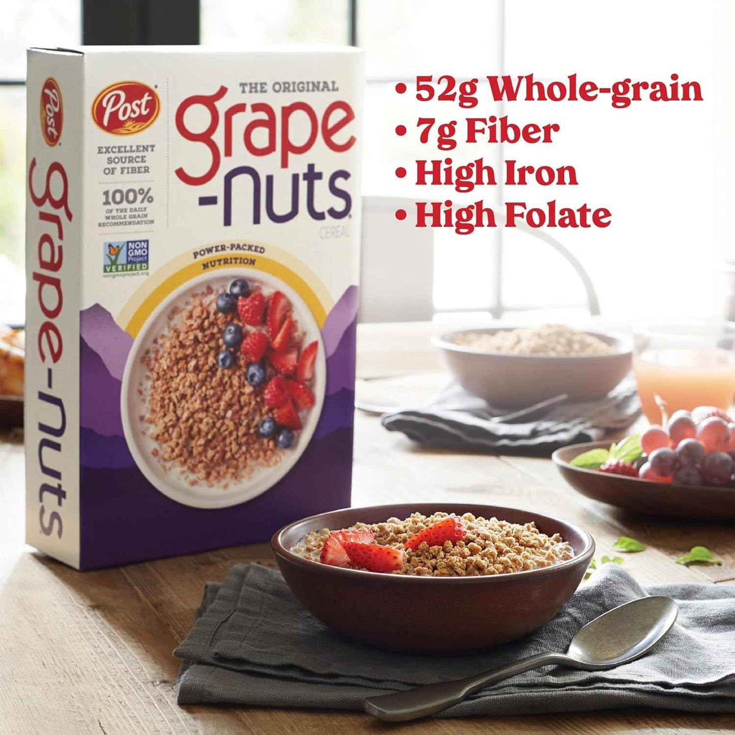 Grape-Nuts Original Breakfast Cereal – Quick Breakfast Bowl for the Home Office Morning, Whole Grain Fuel for Focused Workdays