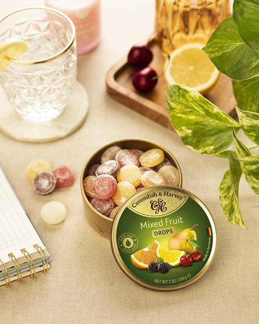 Cavendish & Harvey Real Fruit Juice Hard Candy in Keepsake Tin – Mindful Afternoon Sweet for a Slow Living Ritual