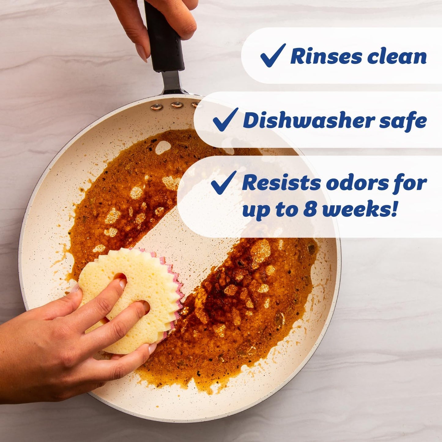 two product variants — scrub daddy (scrubber-centric) and scrub mommy (scrubber + lather) — for different cleaning preferences